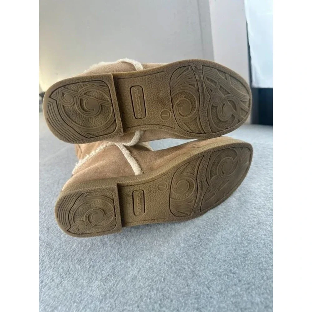Vintage Y2K Genuine Suede Sherpa Lined Tan Tall Womens Boots Size US 7 Cabincore